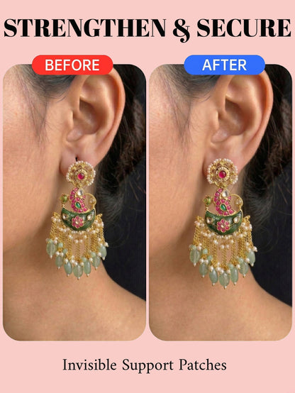 Jewel Street Invisible Ear Lobe Lifter For Sensitive Ears | Support Patches for Heavy Earrings (20 Patches)