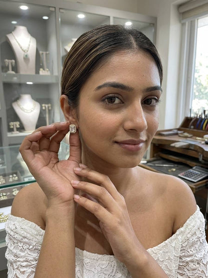 Genuine silver 925 earrings for women with a high-polish gold finish.