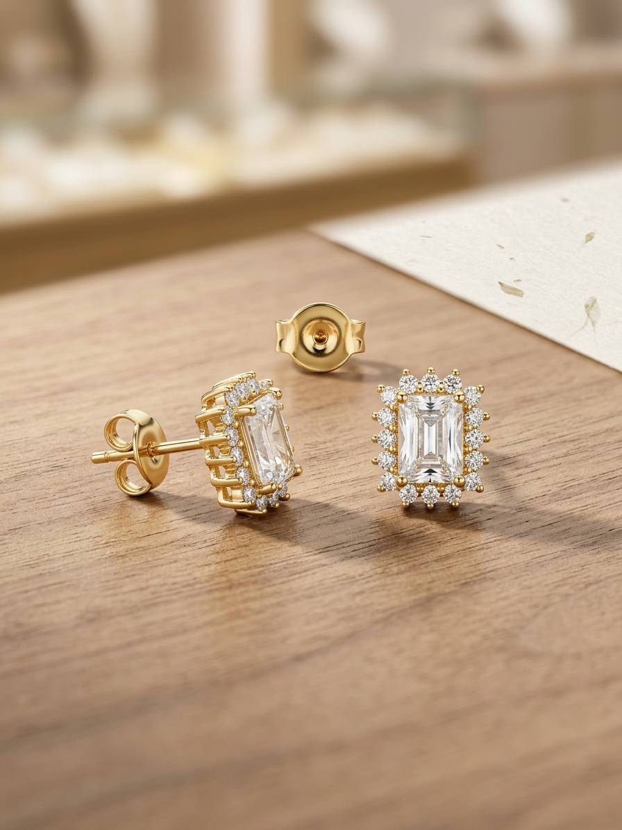 Secure ear stud for women backings designed for sensitive ears.