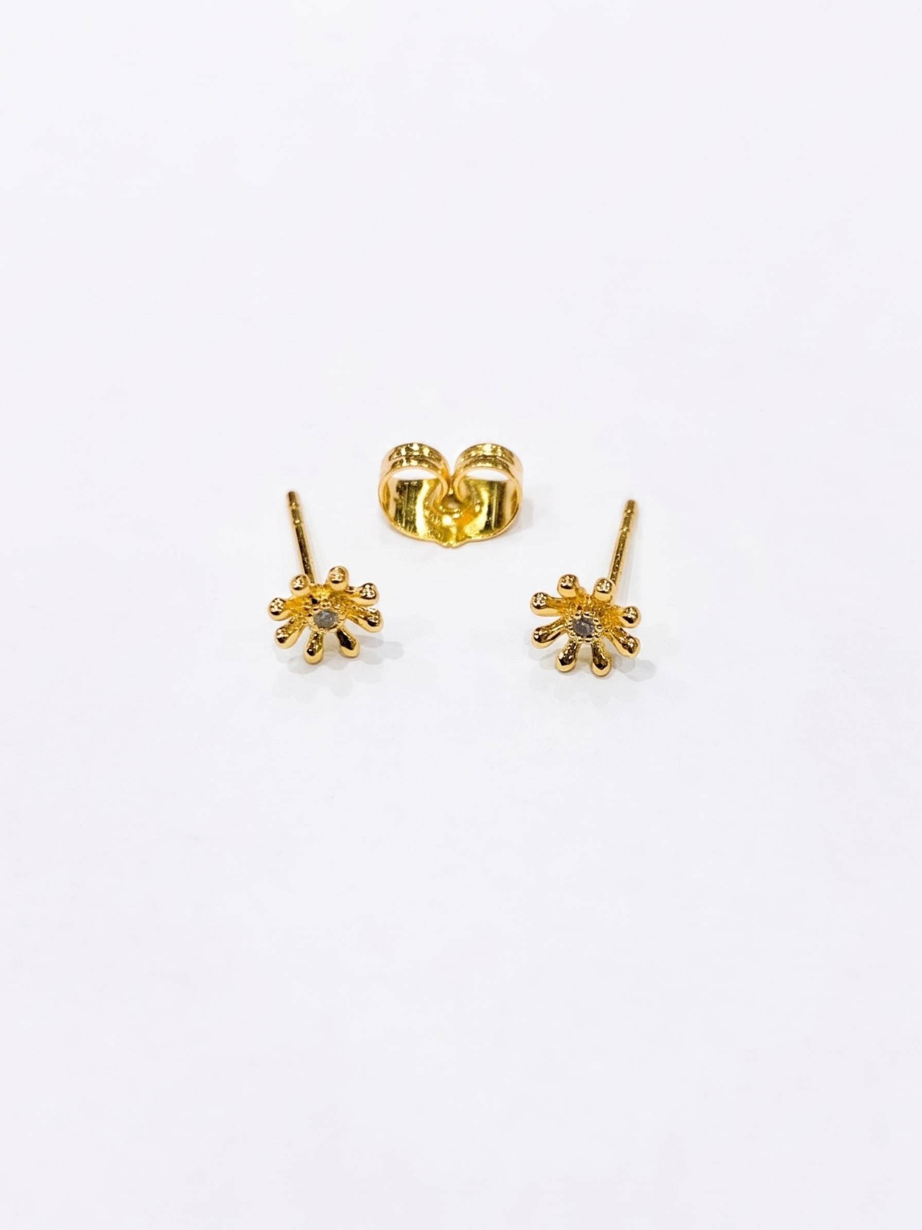 Gold earrings on a white background