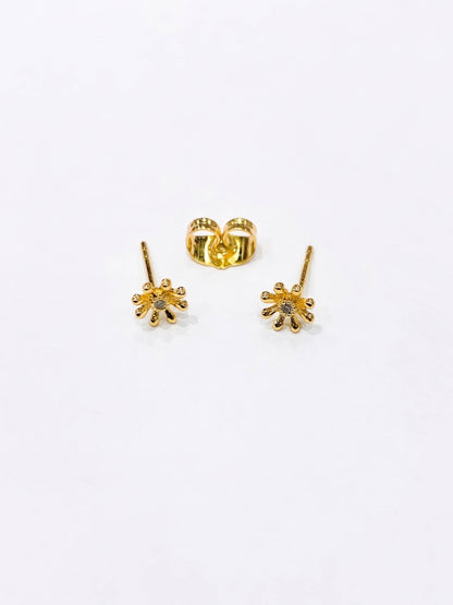 Gold earrings on a white background