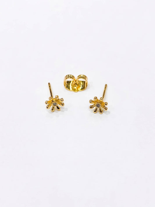 Gold earrings on a white background