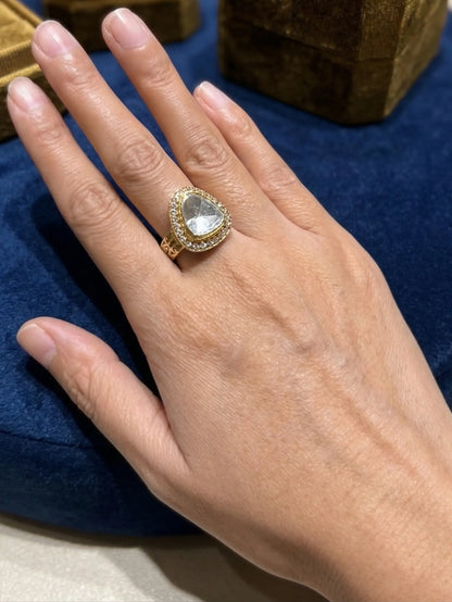 Lightweight 4.44 gram ladies rings with a traditional-meets-modern aesthetic for festive wear.