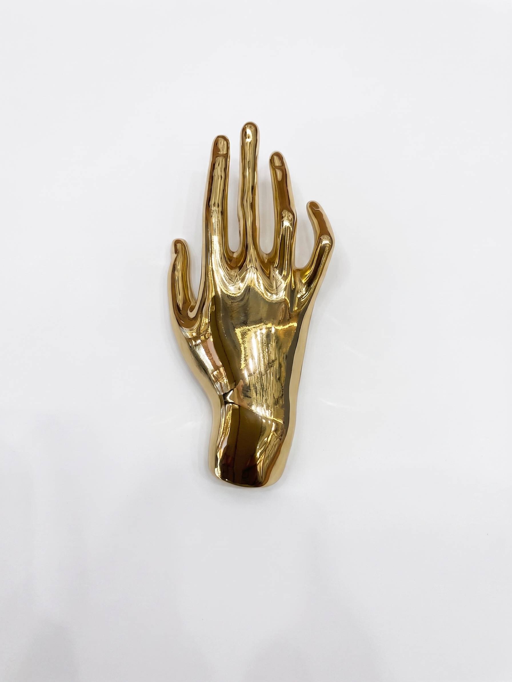 golden hand design brooch for men women