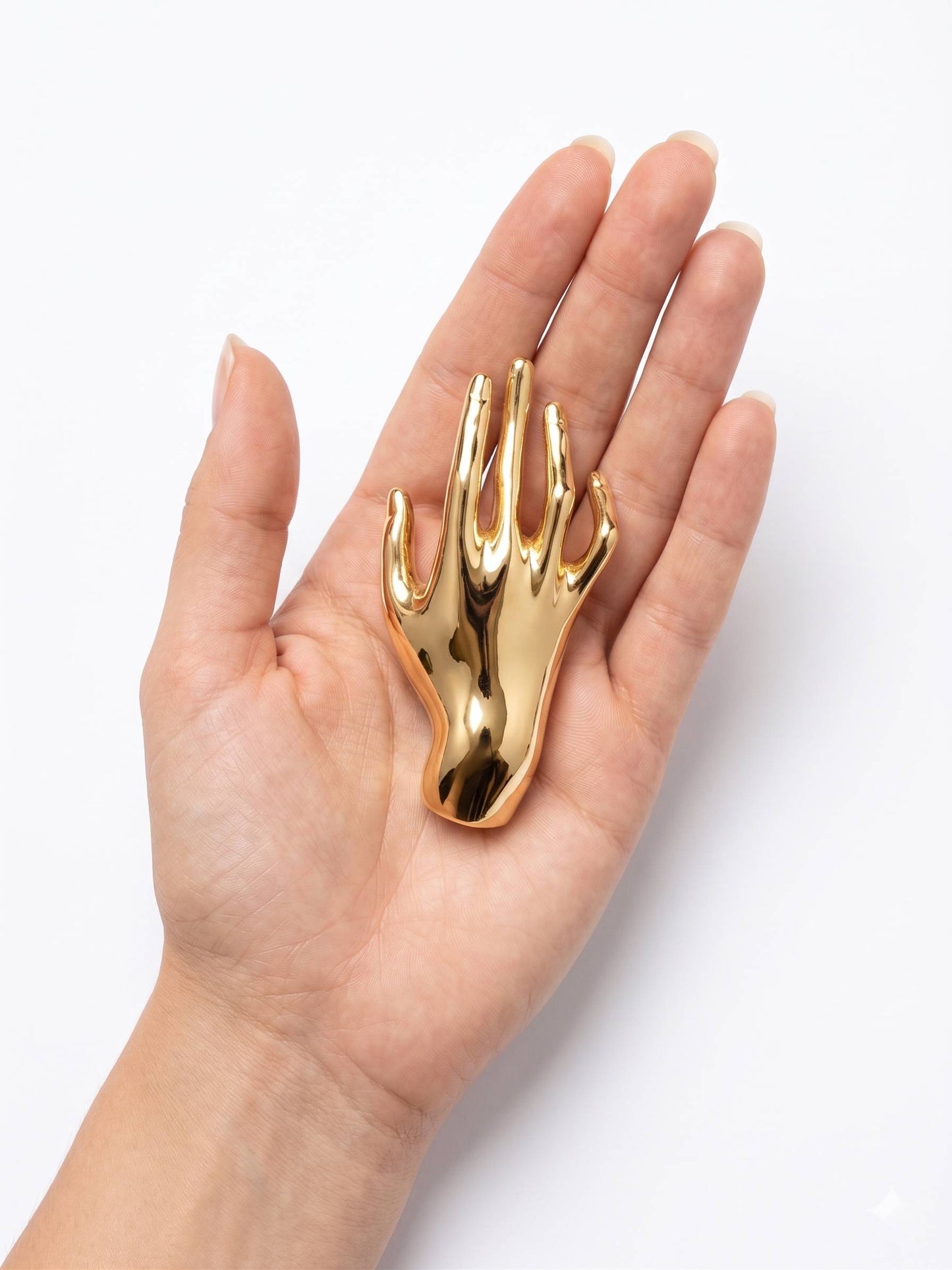 golden hand design brooch for men women