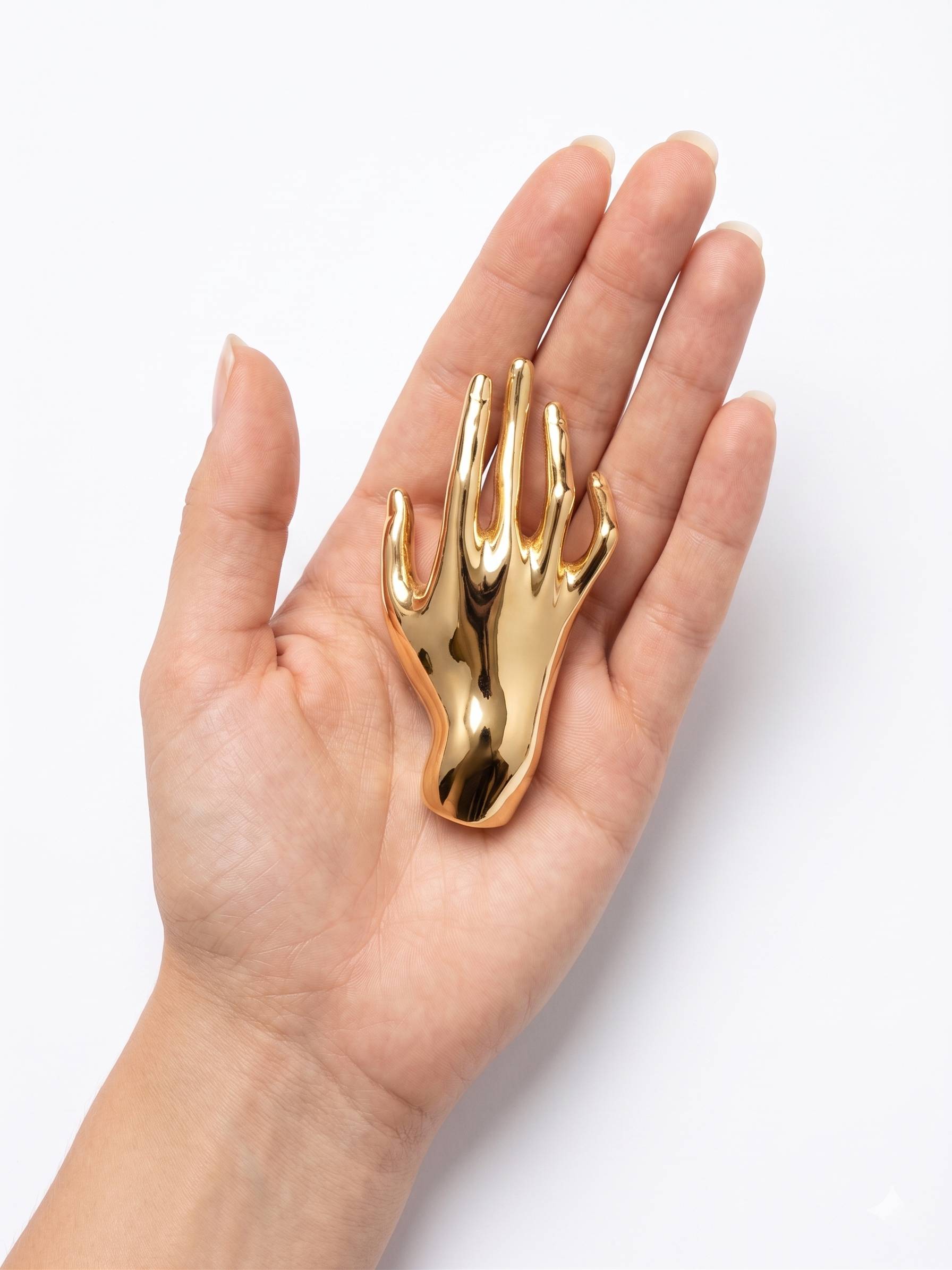 golden hand design brooch for men women