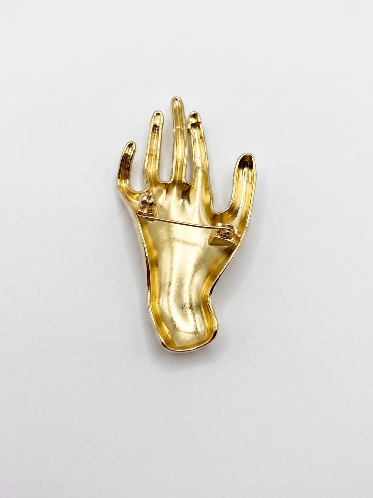 golden hand design brooch for men women