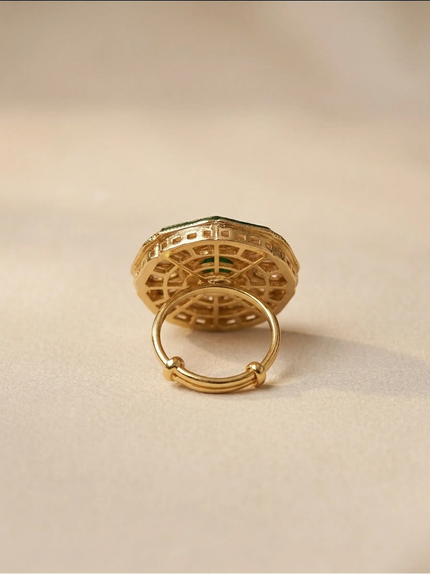 High-quality craftsmanship of fashion rings for women featuring 9.75 grams of Polki stones