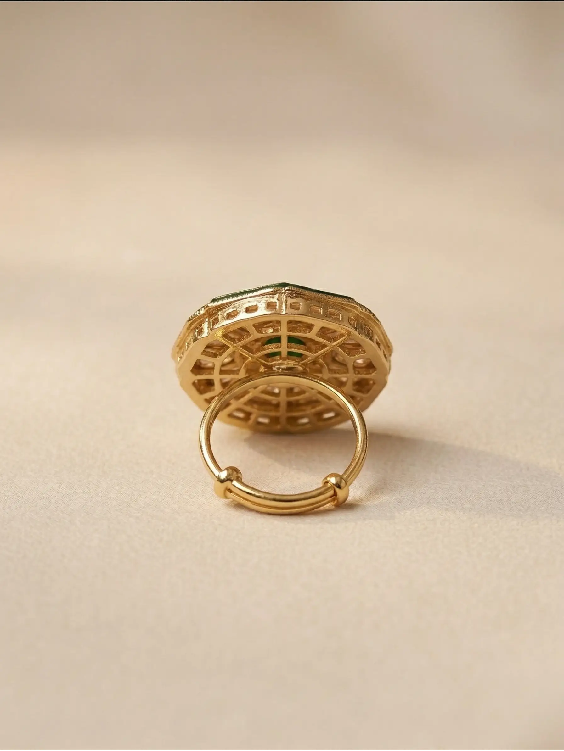 High-quality craftsmanship of fashion rings for women featuring 9.75 grams of Polki stones