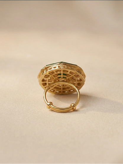 High-quality craftsmanship of fashion rings for women featuring 9.75 grams of Polki stones