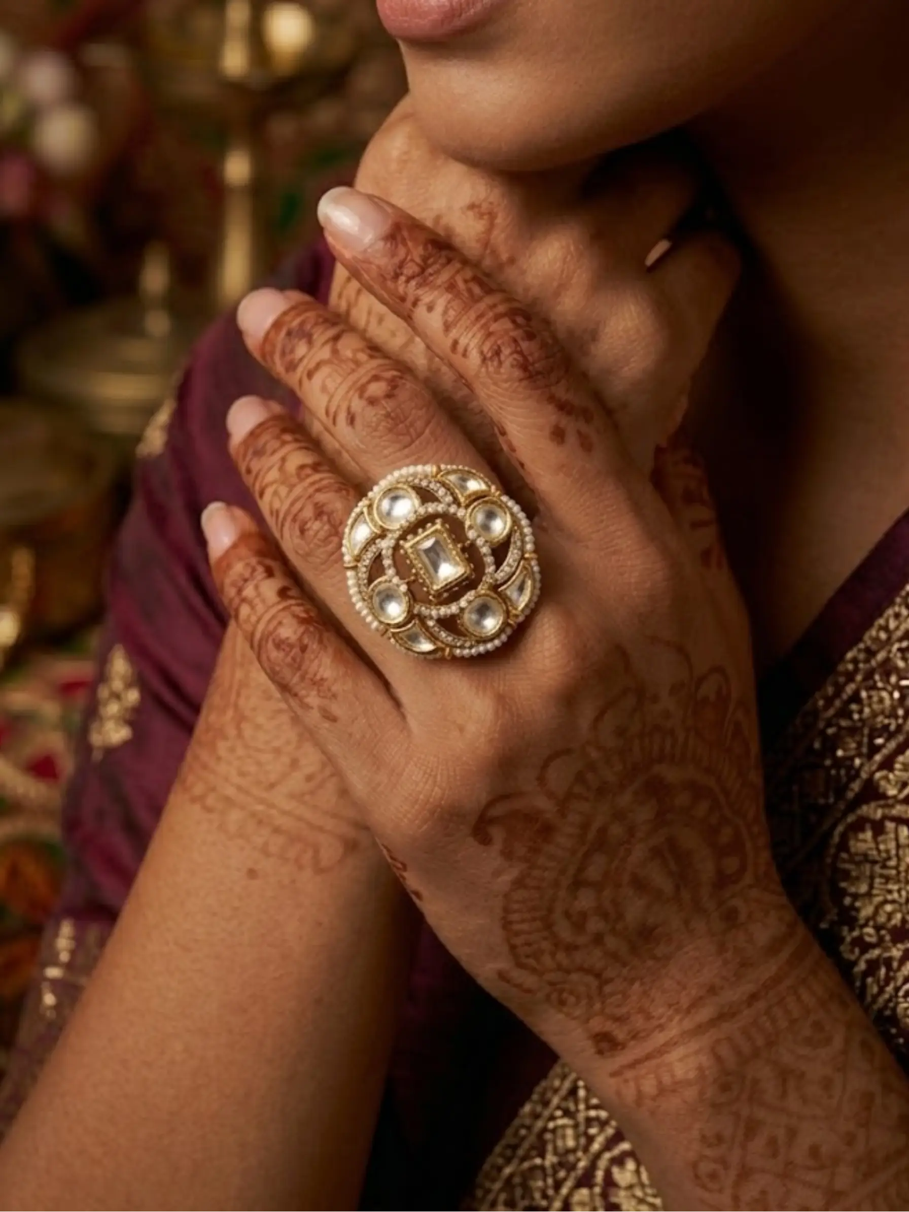 Elegant fashion rings for women featuring a vintage Victorian design on a female model's finger