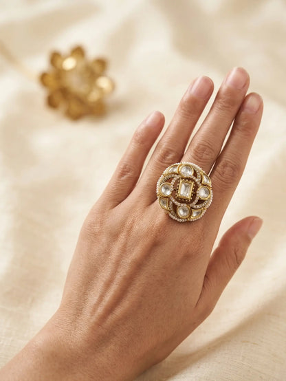 High-clarity stone rings for women showcasing a floral pattern with round and pear-shaped accents