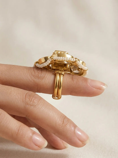 Gold-finished adjustable rings for women, perfect for weddings, parties, and festive gift ideas