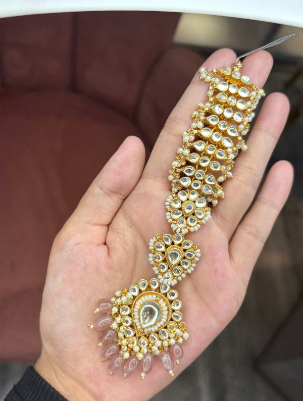 Kundan Pink  Bead Tikka