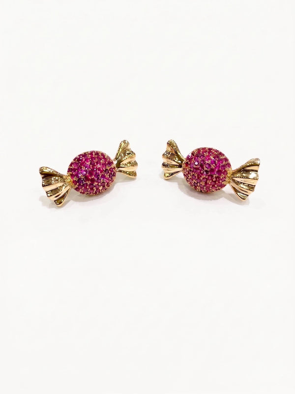 Jewel Street Ruby Candy Pave Stud Earrings | Silver 925 Jewelry Gift For Mother's Day