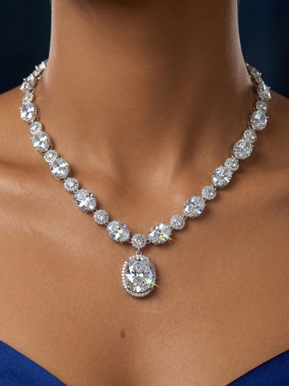 Close-up of Amira Pendant for Women with Elegant Silver Chain.